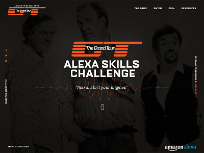 The Grand Tour - Alexa Skills Challenge competition dark one page orange sine ui ux web web design website