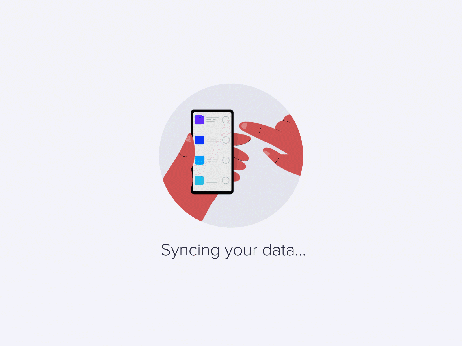 Loader after effects animation gif hands illustration loading ui motion phone scroll syncing tap