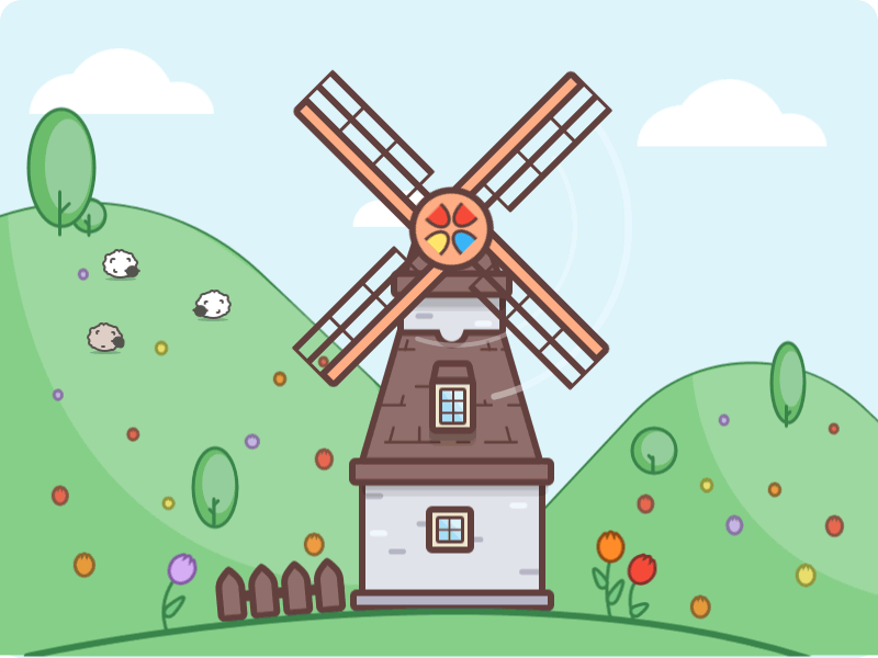 Windmill after effects animation building house illustration motion motion graphics spring tulip windmill