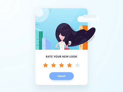 Rating Overlay app city coffee dailyui girl hair illustration mobile overlay popup rating review