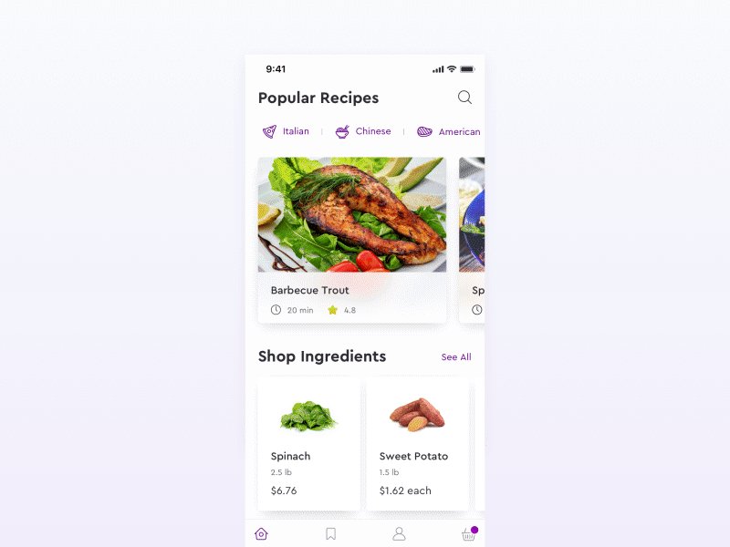 Search Hint animation app cafe dailyui filters food gif ios motion recipes restaurant search