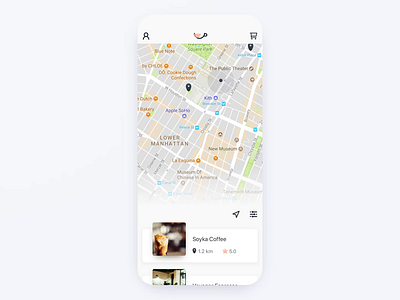Coffee Finder - Map and Details after effects animation app coffee gif ios list location mobile motion ui uiux ux