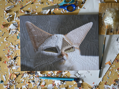 Charlie 29 studio cats collage eyes gato illustration paper art
