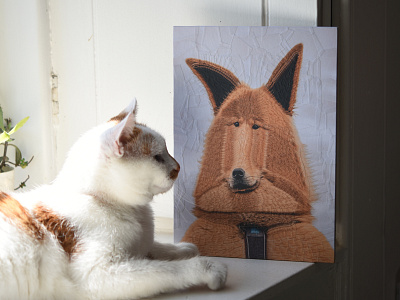 Elfi, Charlie cats collage dog dogs portrait studio