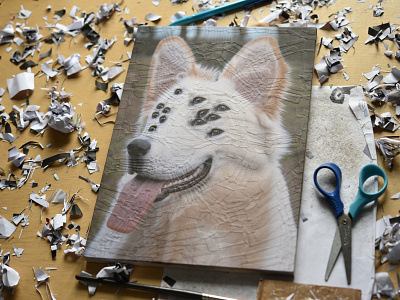 Ozzie, studio 2 collage dog dogs paper studio
