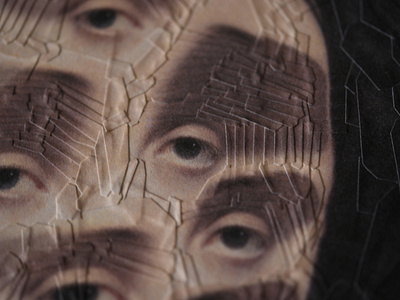 After Ingres, detail collage detail eyes paper portrait studio