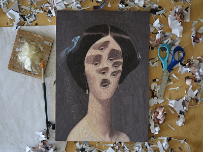 After Ingres, studio art collage eye eyes illustration paper paper collage portrait portraiture surreal