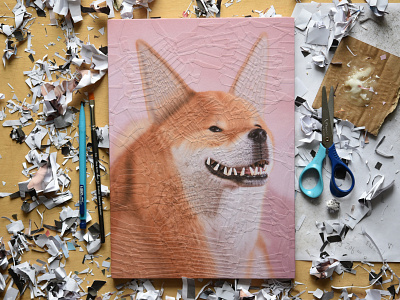 Tofu, studio 2 collage dog illustration paper paper collage portrait studio