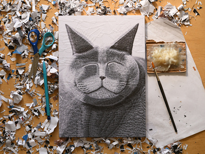 Melange II, studio cat cat illustration cat portrait cats collage studio
