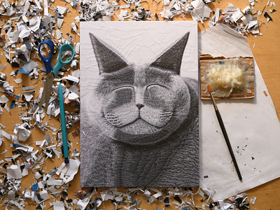 Melange II, studio cat cat illustration cat portrait cats collage studio