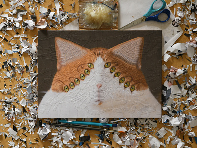 Biscuits, studio cat cat portrait cats collage illustration paper paper collage portrait studio