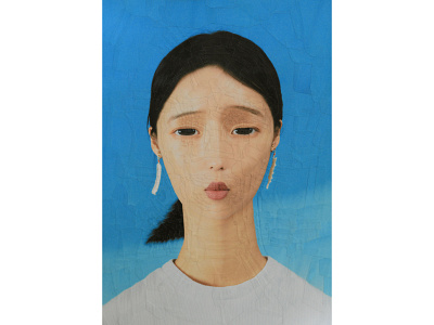 Yuping blue collage face illustration paper portrait illustration