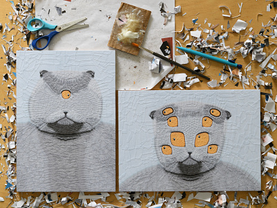 Misty I & II, studio cat cats collage illustration