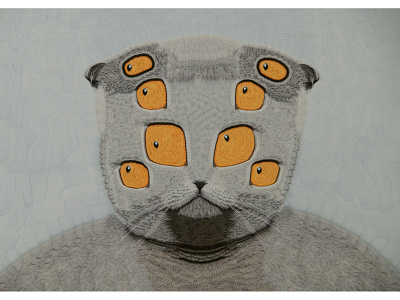 Misty II cat cats collage dribbble illustration paper portrait