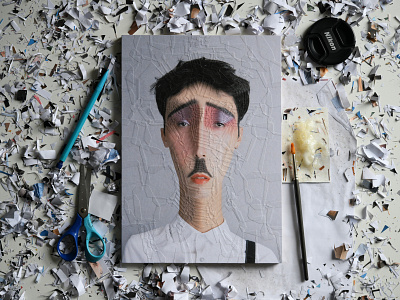 David, studio collage david dribbble illustration paper portrait portraits studio