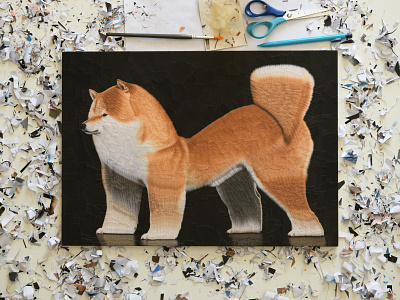Randy 4, studio dog dogs dribbble illustration paper collage