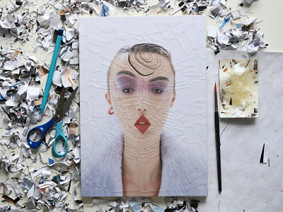 Julia, studio collage illustration portrait