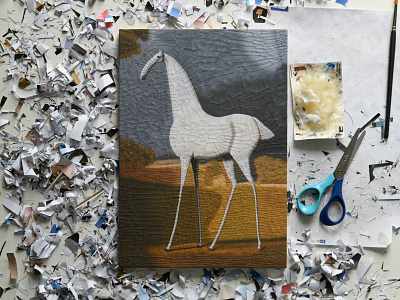 Mambrino after Stubbs, studio collage equine horse illustration studio