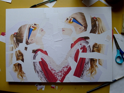 Wip for Eye Republic collage eyewear fashion illustration paper