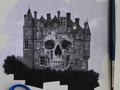 Haunted Castled sketch 5 collage illustration paper penguin books