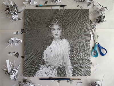 Exploding Julie London / studio collage illustration julie london paper collage portrait scissors studio