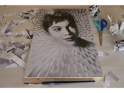 Leslie Caron / studio art collage illustration paper paper collage portrait scissors
