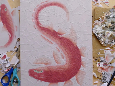 Manipulation Of A Carp By Wu Qingxia carp collage fish paper process studio