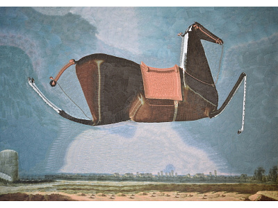 After Johann Georg De Hamilton collage equine horse horse art illustration paper collage