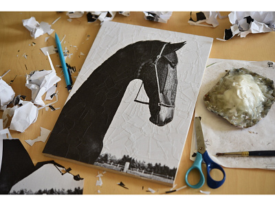 After Robert Mapplethorpe 2 art black and white collage collage art equine horse illustration paper paper collage portrait studio