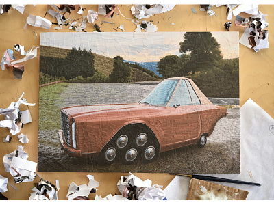 Bambi studio 1977 art cars collage collage art illustration mustang paper paper collage studio