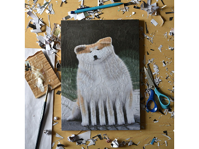 Thick Cheeks, studio art canine collage collage art dog dogs illustration paper paper art paper collage portrait scissors studio