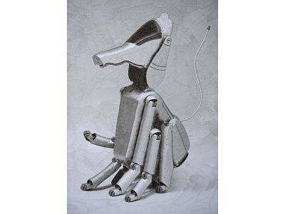 Aibo ERS 110 with modifications collage dog dogs dupre illustration lola lola dupre paper artists paper collage robot robot dog robot dogs robots technology