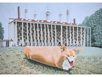 Moogle collage corgi corgis dog dogs illustration mount vernon paper washington