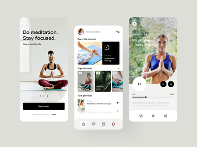 Mindfulness - Mobile App Concept app application design equalizer iphone meditation mindfulness minimal mobile mobile ui mobile ux phone player rwd smartphone ui ux yoga