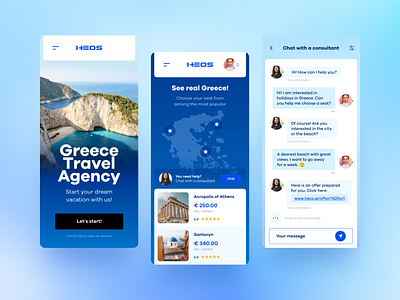 Heos - Mobile App Concept agency app app application brand design design app greece greek mobile app mobile design smartphone app travel travel app traveler ui ui app ux ux app