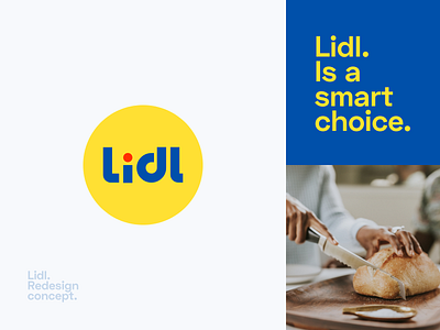 Lidl - Redesign Concept blue logo brand branding concept logo creation logo creative logo design lidl logo logotype market rebranding rebranding logotype redesign redesign logo supermarket yellow logo