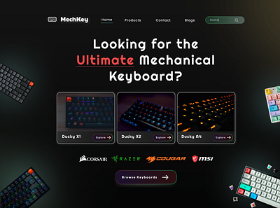 Mechanical Keyboard Hero UI body computer kb keyboard mechanical keyboard mouse pc ui web design