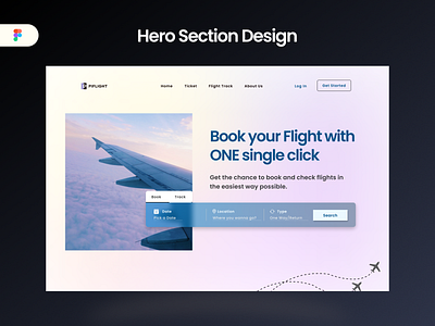 Flight Booking Hero Section booking site flight header hero hero section ticket ui uiux web design web hero website website design