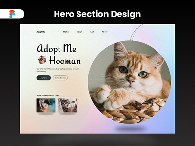 AdoptMe Hero Section adopt adoption animal care cat cats design dog dogs hero pet pet care ui web design