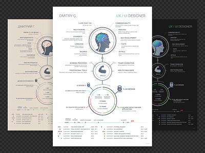 One Page Resume illustration infographic inforgraphics logotype personal logo resume selfie ux