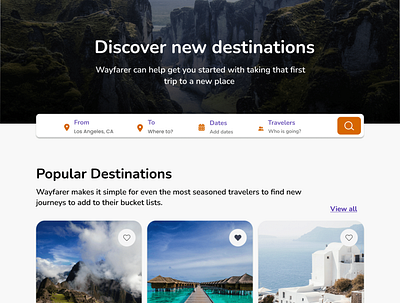 Wayfarer Website landing page ui ux web design