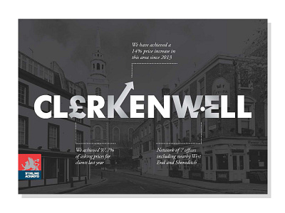 Stirling Ackroyd Flyer Design agents branding clerkenwell estate flyer london statistics typography