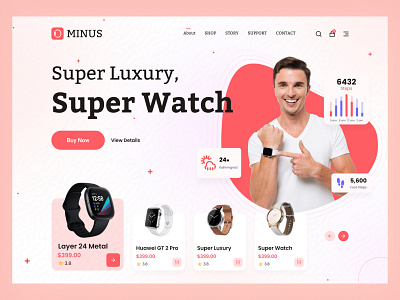 Smartwatch Product Landing Page Web UI apple watch clock ecommerce gadgets gear header health tracker landing page luxury watches personal product page time ui unique design ux watch watch web watchapp website design