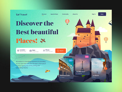 Travel Agency Website Concept Design adventure camping flight hiking landing page outdoors tour tourism tourist travel agent travel guide traveller trip trip planner vacation vacation rentals website website design