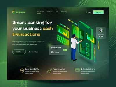 Banking App Landing Page UI | Hero section bank bank card banking banking app banking website design fintech landing fintech website landing landing page mobile banking neobank neobank landing online banking product page ui ux webdesign website website design