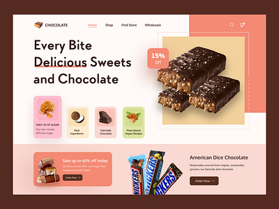 Sweet Chocolate Web Header concept 🍫 branding chocolate chocolate bar creativity design food homepage minimal typography ui ux web design webdesign website
