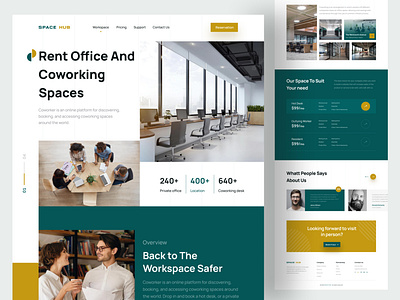 Co-working space Landing Page Website clean coworking coworking space design finder furniture job landingpage office place ui ux web design website working working from home working space workspace