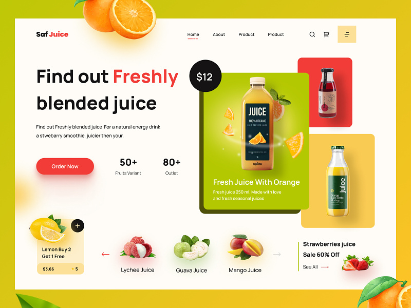 Fresh Juice Brand Website Design by Safayet Hossain on Dribbble