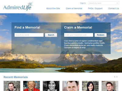 Memorial Website - Homepage homepage website