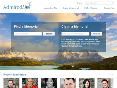 Memorial Website - Homepage